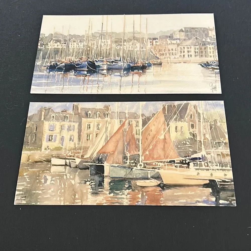 French Oversized Nautical Watercolor Postcards